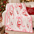 Pink Ribbon Santa Christmas Bamboo Blanket