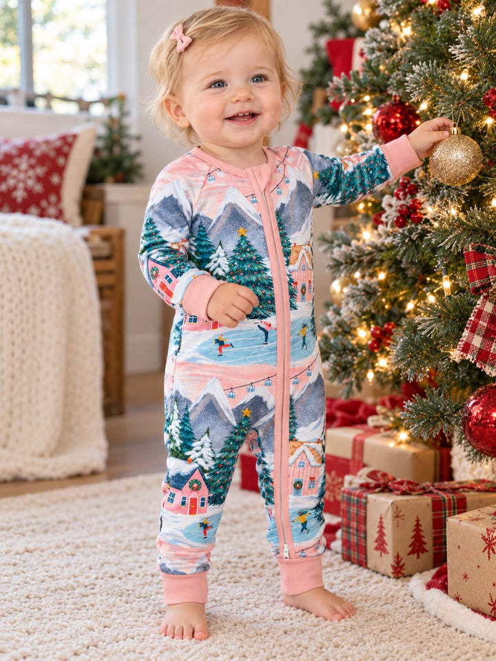 Pink Winter Village Bamboo Convertible Zippy