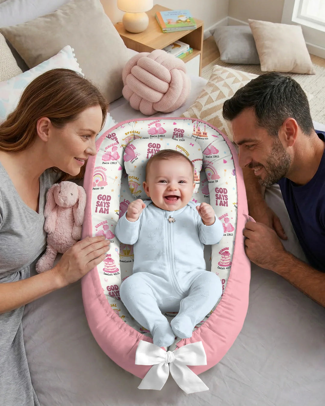 Gott sagt, ich bin ein Mädchen – Babynest aus Bambus