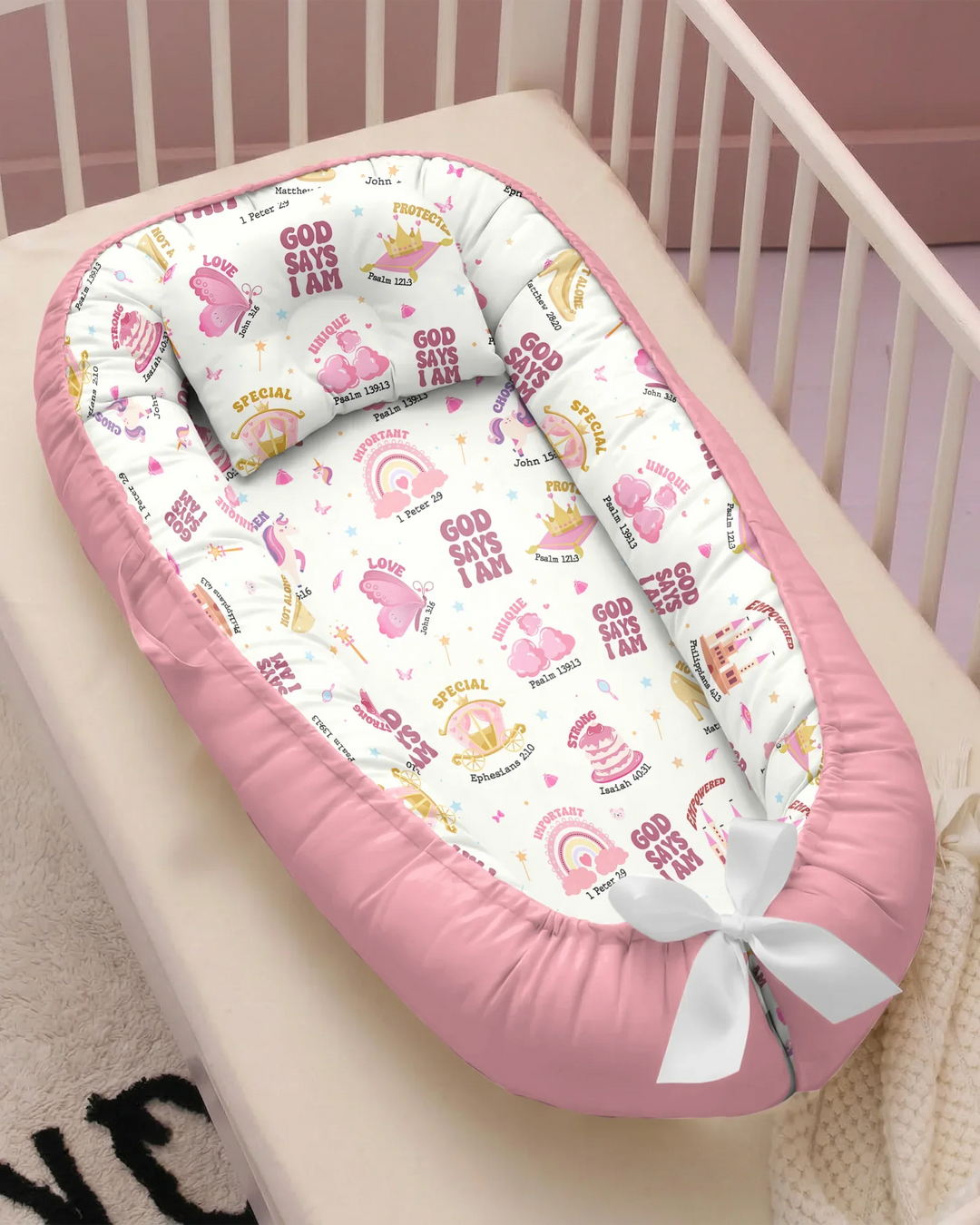 Gott sagt, ich bin ein Mädchen – Babynest aus Bambus