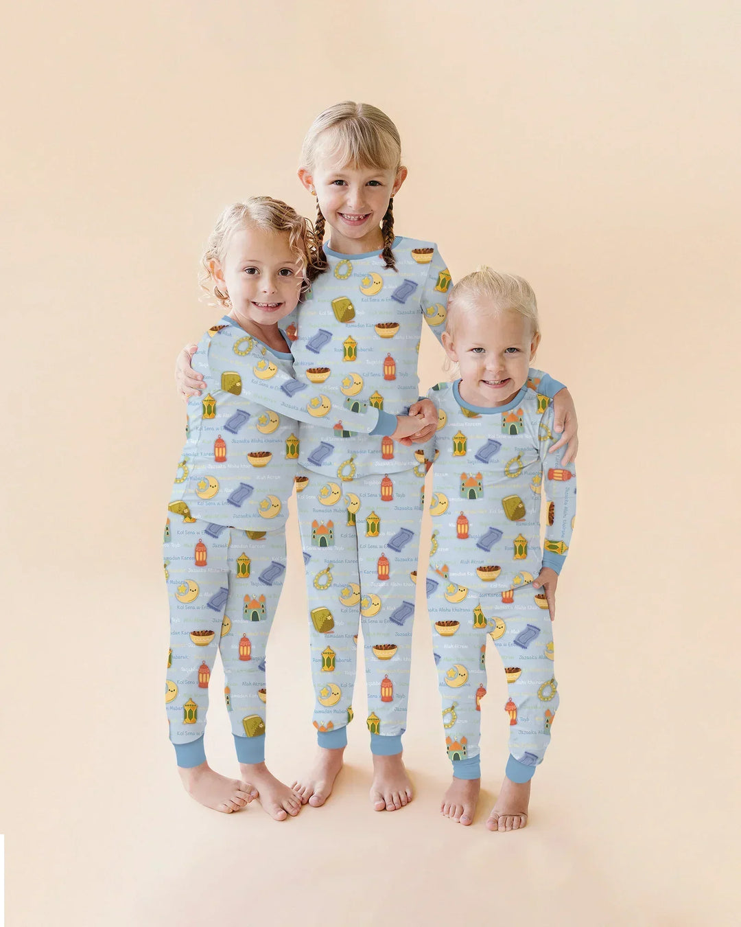 Ramadan Mubarak Family Matching Bamboo Two Piece Long Sleeve Pajama Set
