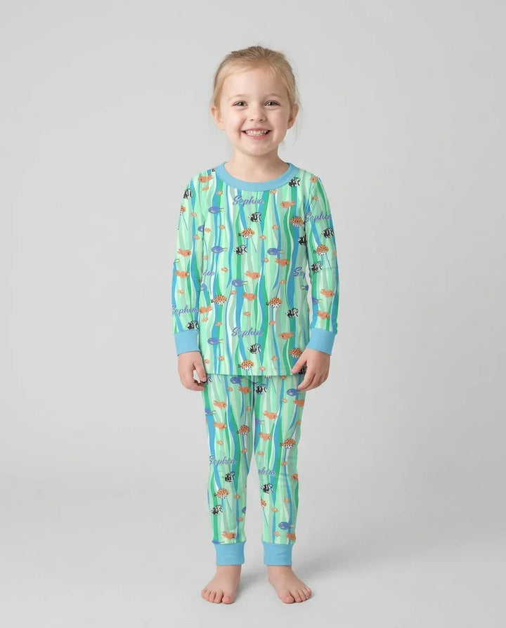 Zweiteiliges Langarm-Pyjama-Set mit Sommerfrüchten