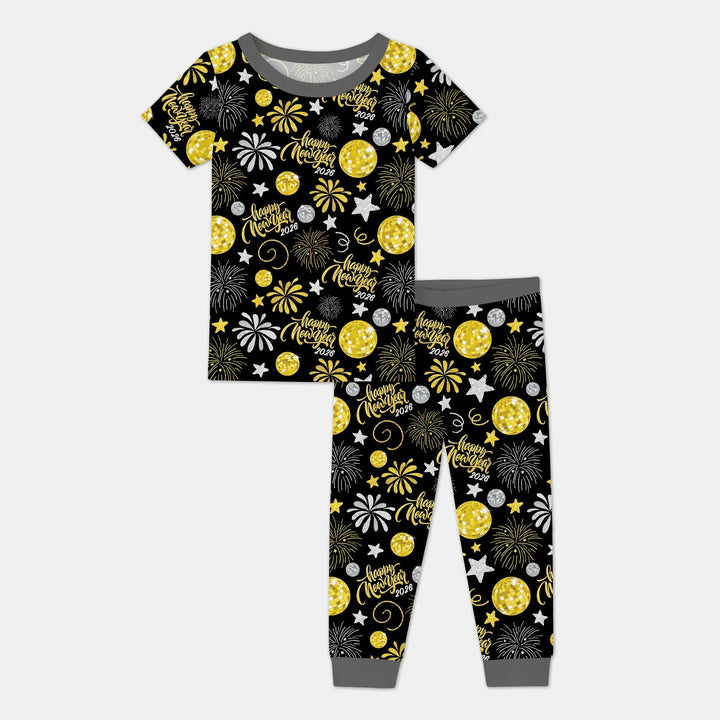 New Year's Eve Celebration Bamboo Two Piece Short Sleeve Pajama Set