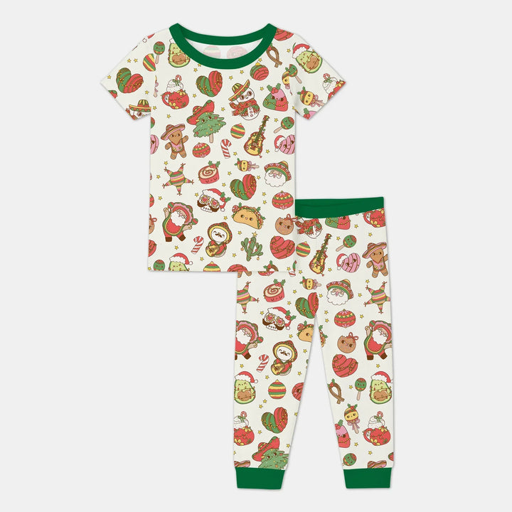 La Fiesta de Navidad Two Piece Short Sleeve Pajama Set , La Fiesta de Navidad Two Piece Short Sleeve Pajama Set - 12-18M / Green