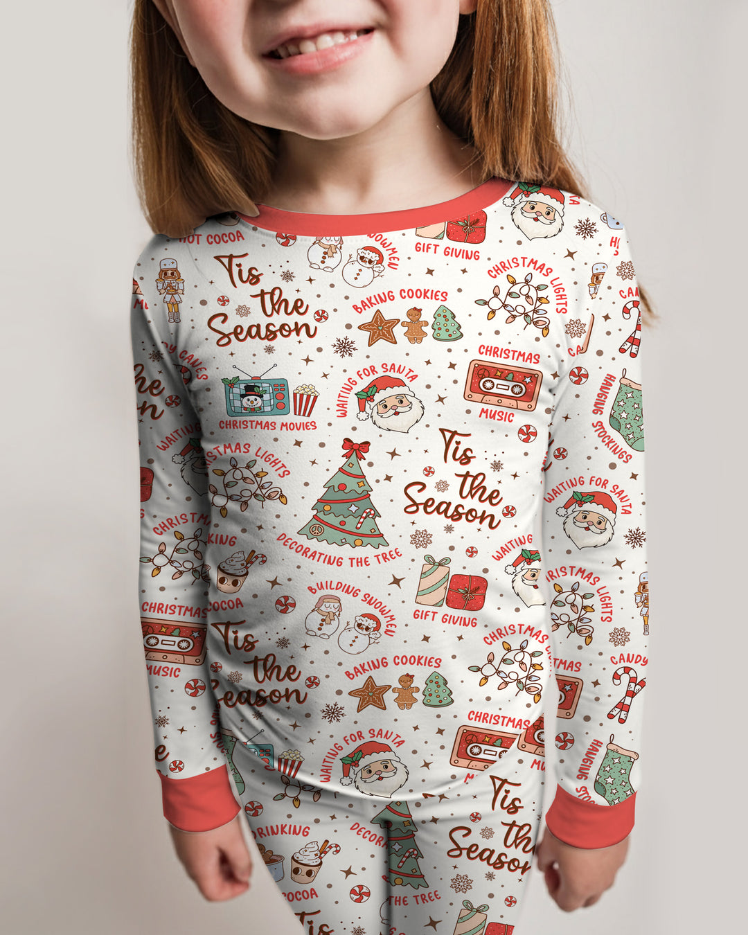 Tis The Season Retro Christmas Bamboo Two Piece Long Sleeve Pajama Set