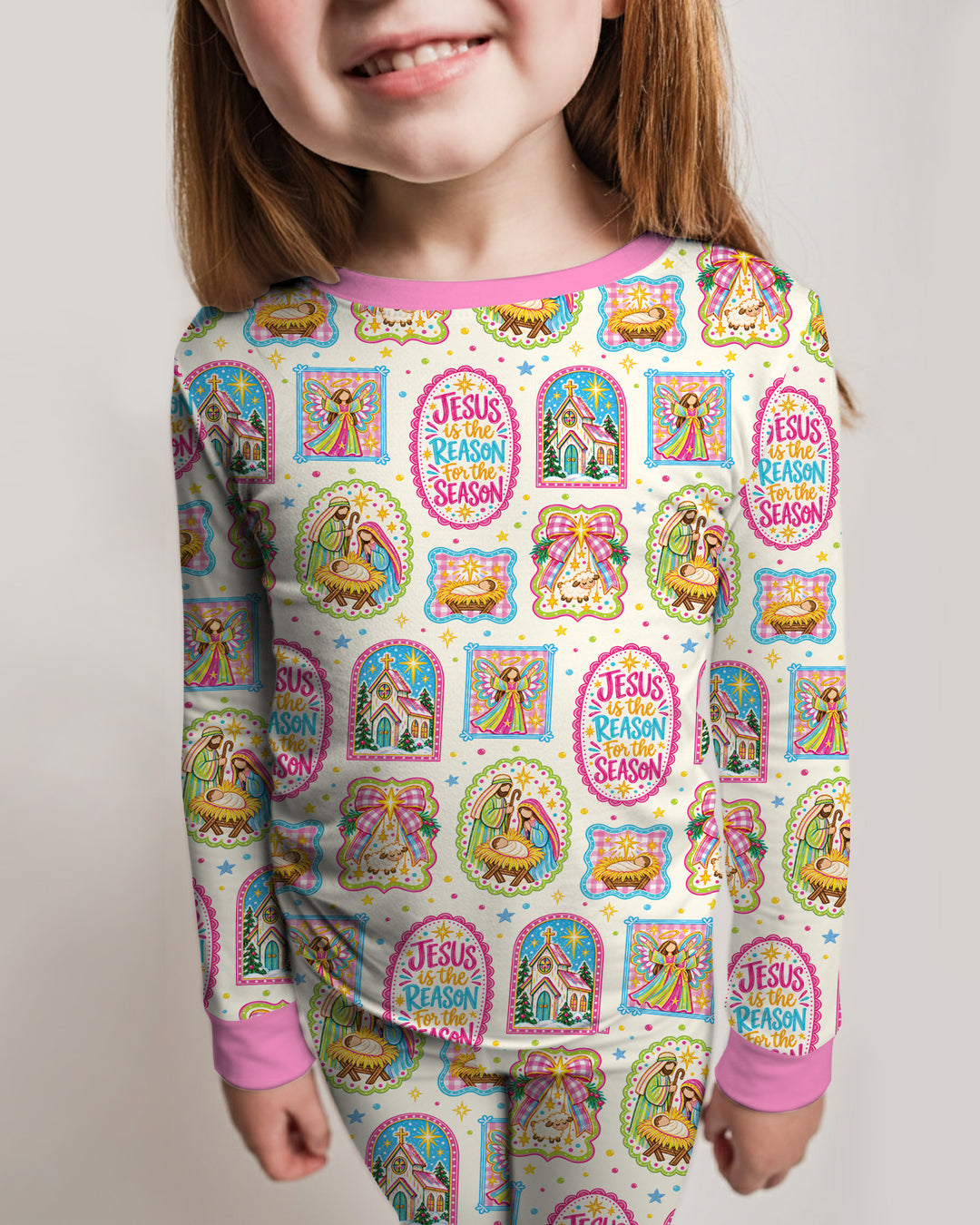 Nativity Jesus Is The Reason Bamboo Two Piece Long Sleeve Pajama Set