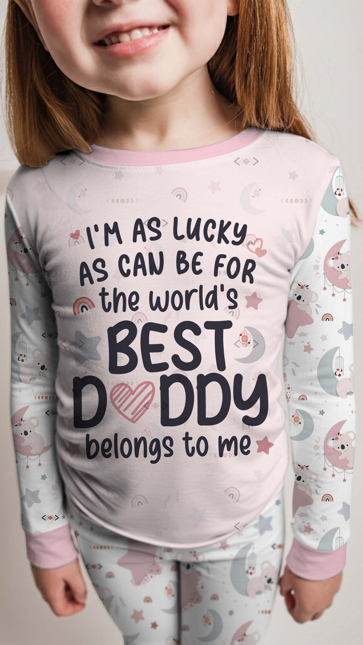 The World's Best Daddy Belongs To Me Bamboo Two Piece Long Sleeve Pajama Set