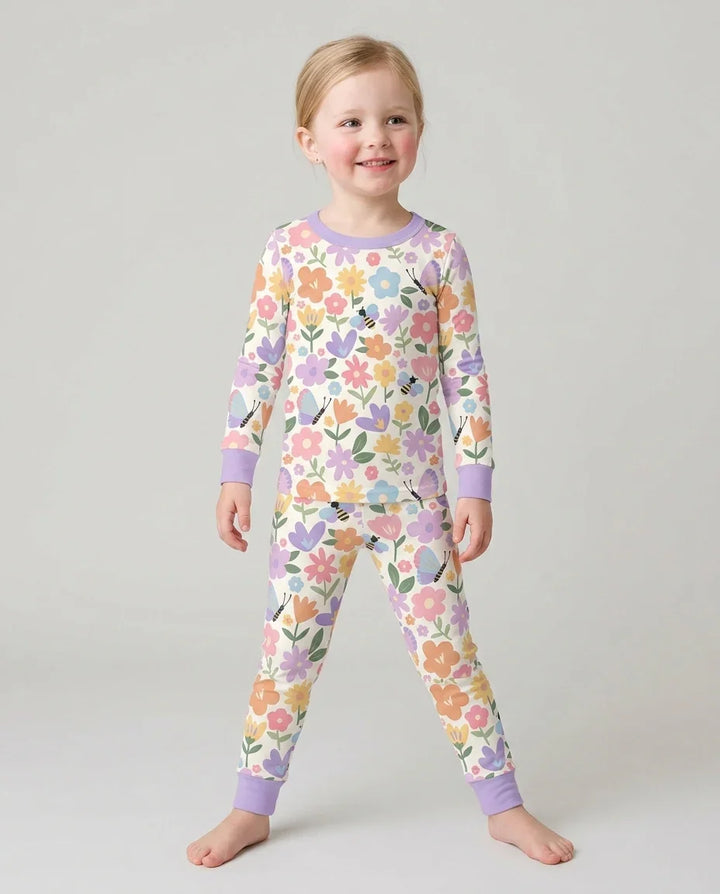 Flower Gardens Bamboo Two Piece Long Sleeve Pajama Set