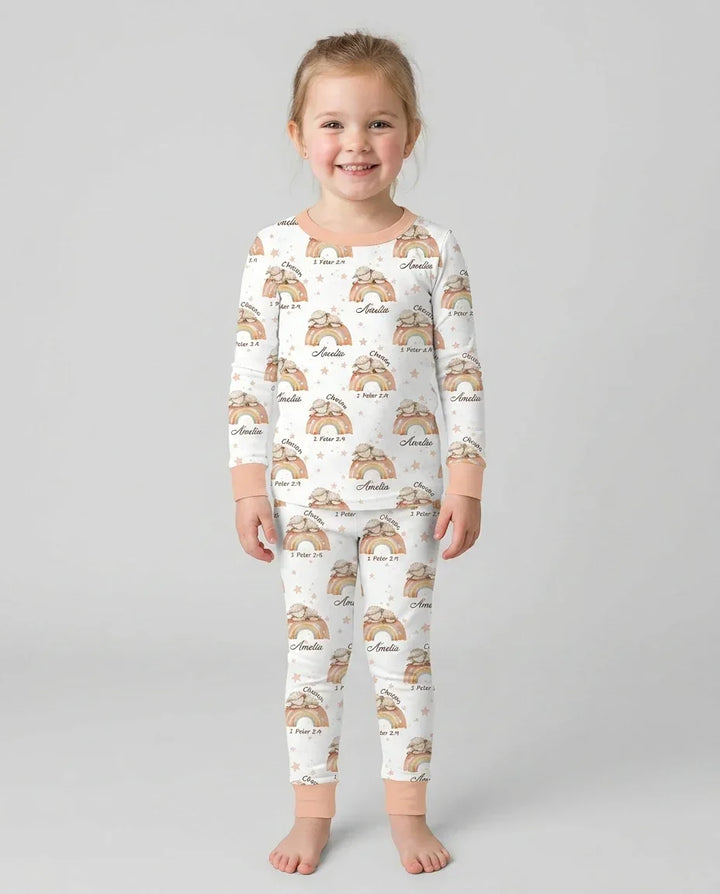 Zweiteiliges Langarm-Pyjama-Set mit Sommerfrüchten
