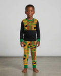 Kente Vibes Family Matching Bamboo Two Piece Long Sleeve Pajama Set