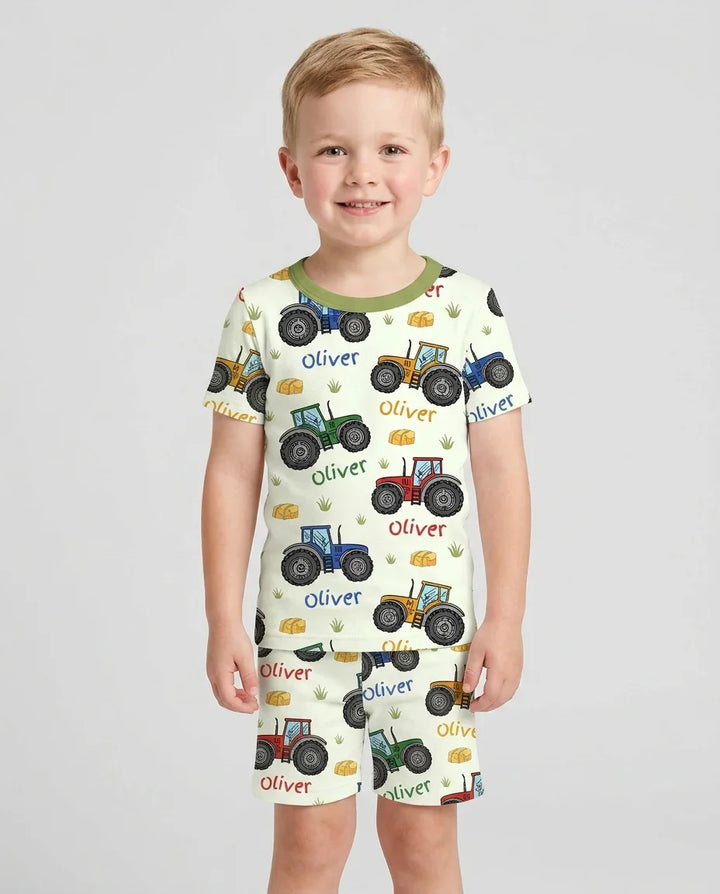 Zweiteiliges Pyjama-Set mit kurzen Ärmeln und Shorts im Sommer-Design