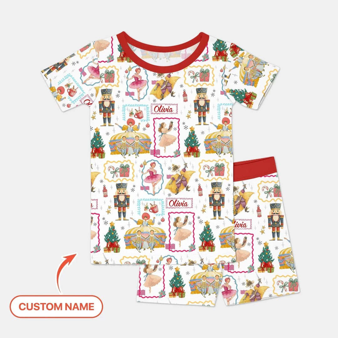 The Enchanted Nutcracker Custom Name Bamboo Two Piece Short Sleeve Shorts Pajama Set