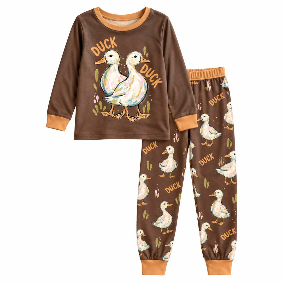 Playful Duck and Goose Bamboo Two Piece Long Sleeve Pajama Set