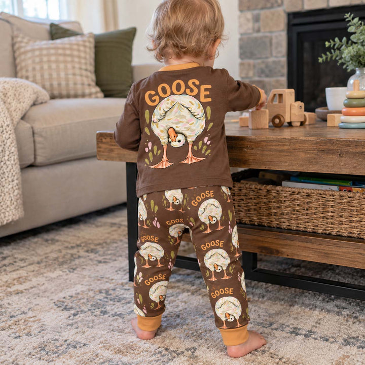 Playful Duck and Goose Bamboo Two Piece Long Sleeve Pajama Set