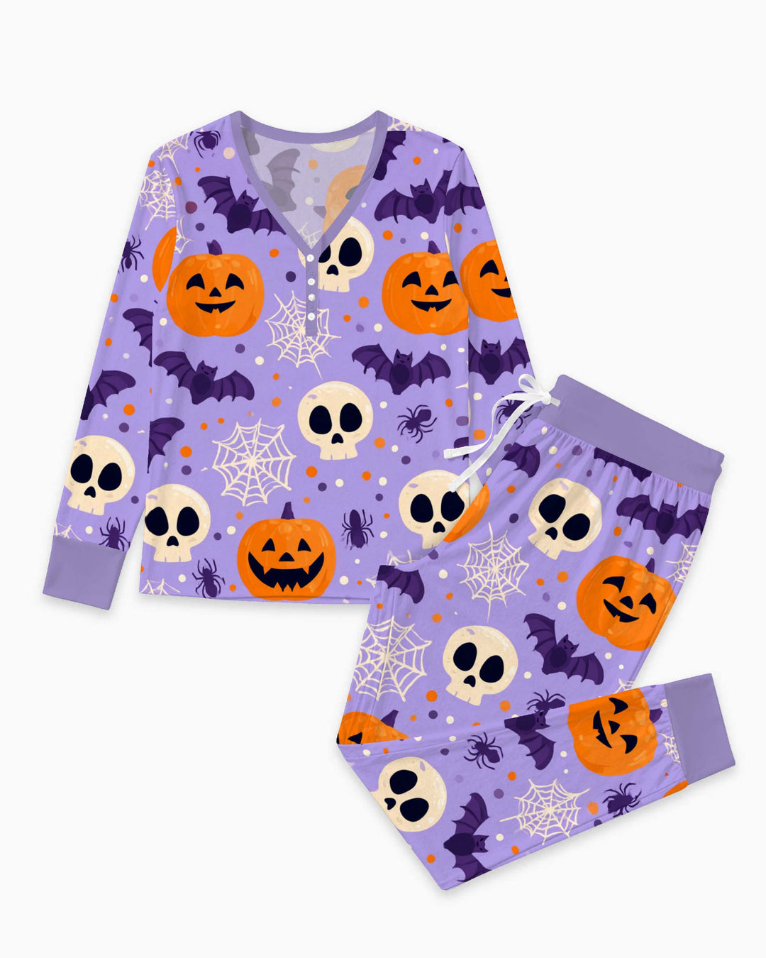 Playful Halloween Pattern Bamboo Women Pajama Set