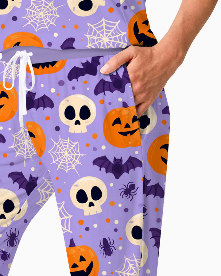 Playful Halloween Pattern Bamboo Women Pajama Set