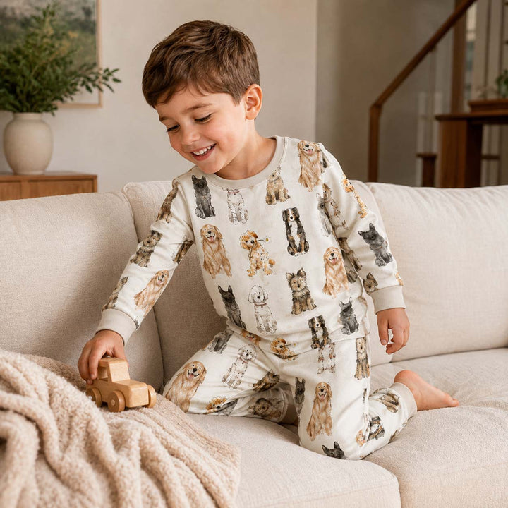 Playful Pet Friends Bamboo Two Piece Long Sleeve Pajama Set