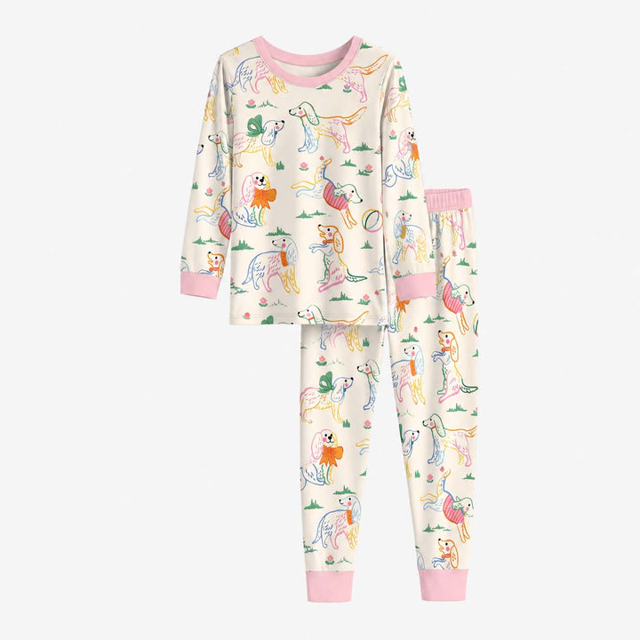 Playful Puppy Park Bamboo Two Piece Long Sleeve Pajama Set