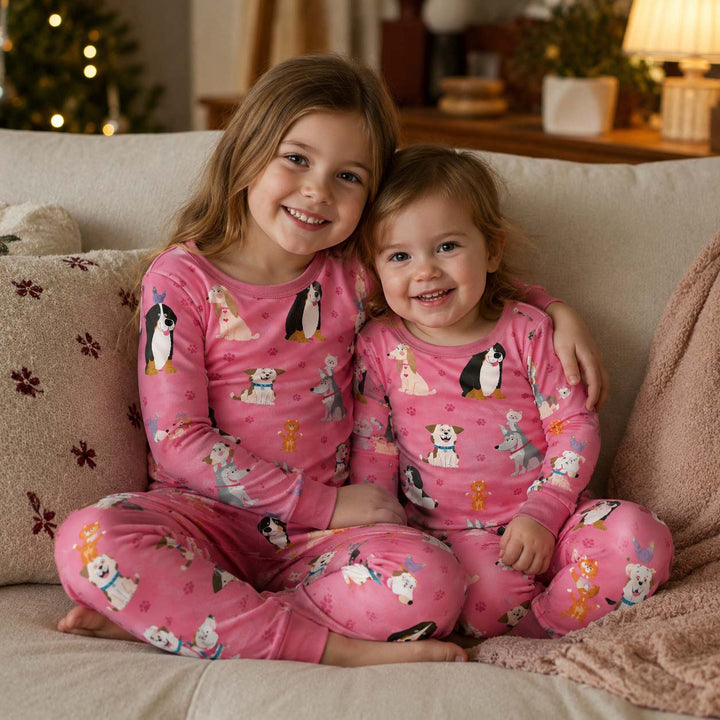 Puppy Party Pals Bamboo Two Piece Long Sleeve Pajama Set
