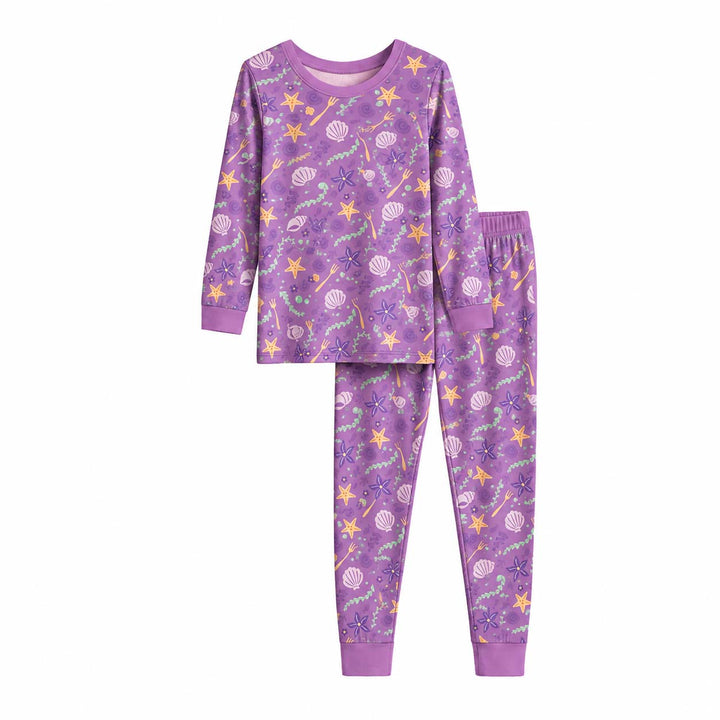 Purple Seaside Treasures Bamboo Two Piece Long Sleeve Pajama Set