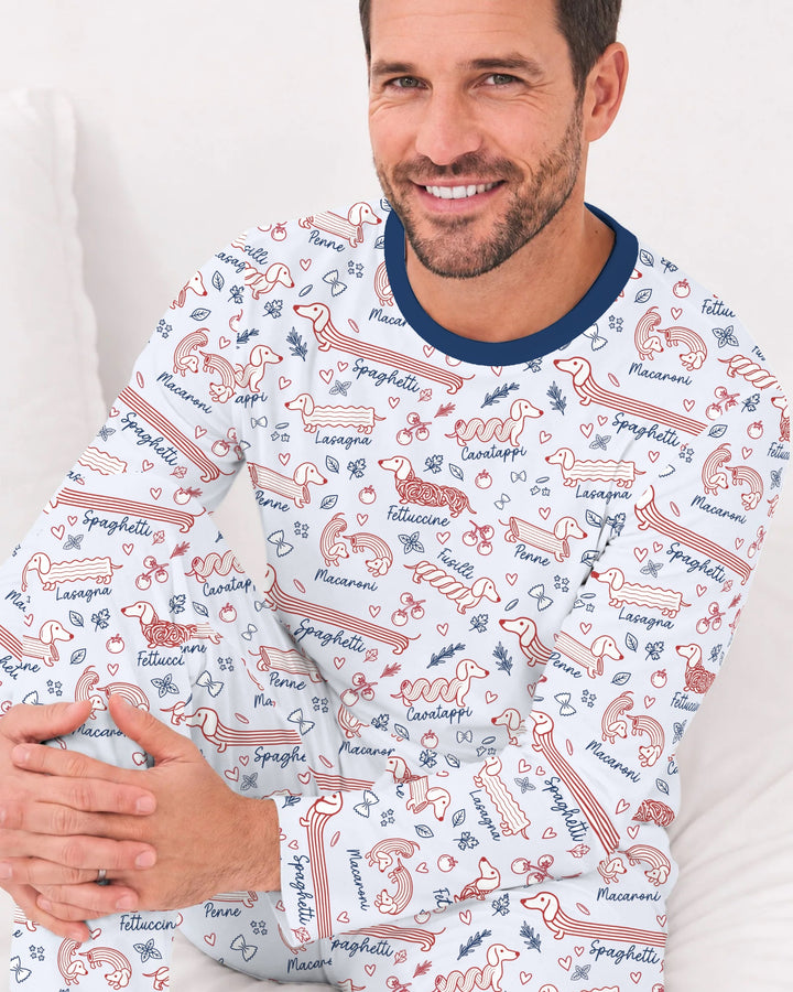Funny Dachshund Pasta Pups Bamboo Men's Pajama Set