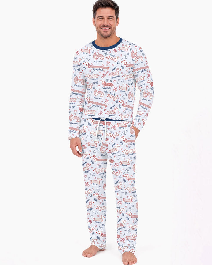 Funny Dachshund Pasta Pups Bamboo Men's Pajama Set