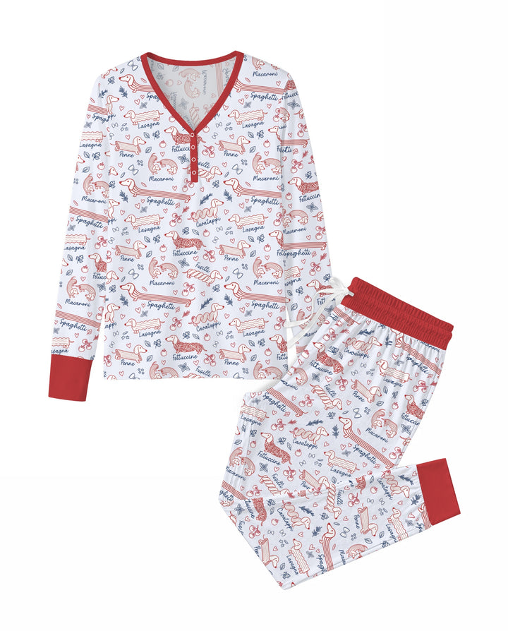 Funny Dachshund Pasta Pups Bamboo Women Pajama Set
