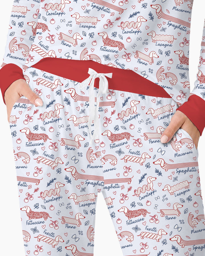 Funny Dachshund Pasta Pups Bamboo Women Pajama Set