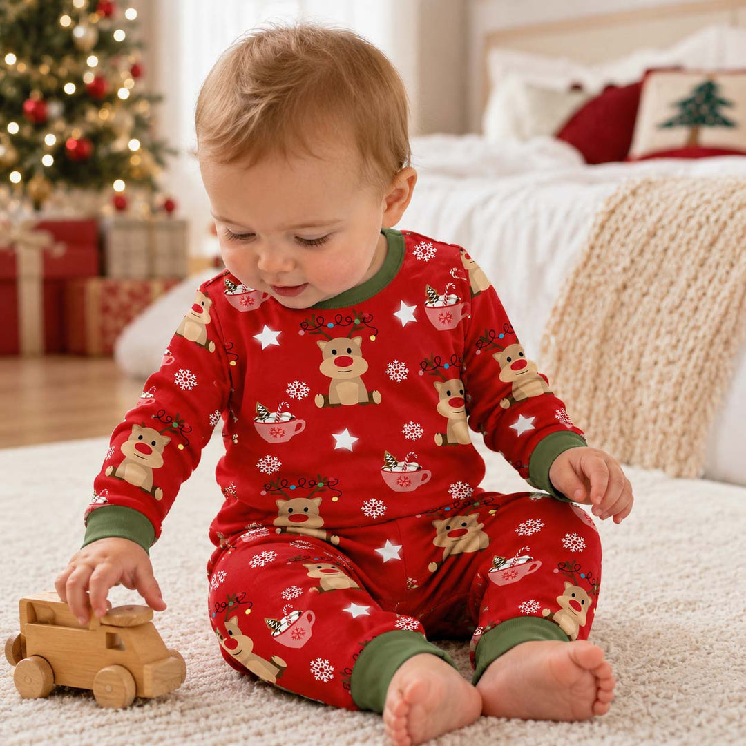 Reindeer Cocoa Christmas Bamboo Two Piece Long Sleeve Pajama Set