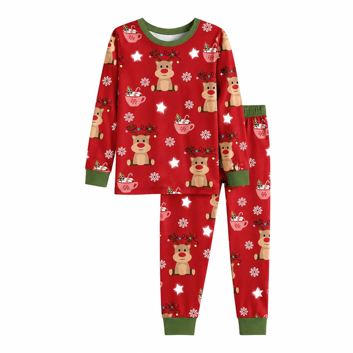 Reindeer Cocoa Christmas Bamboo Two Piece Long Sleeve Pajama Set