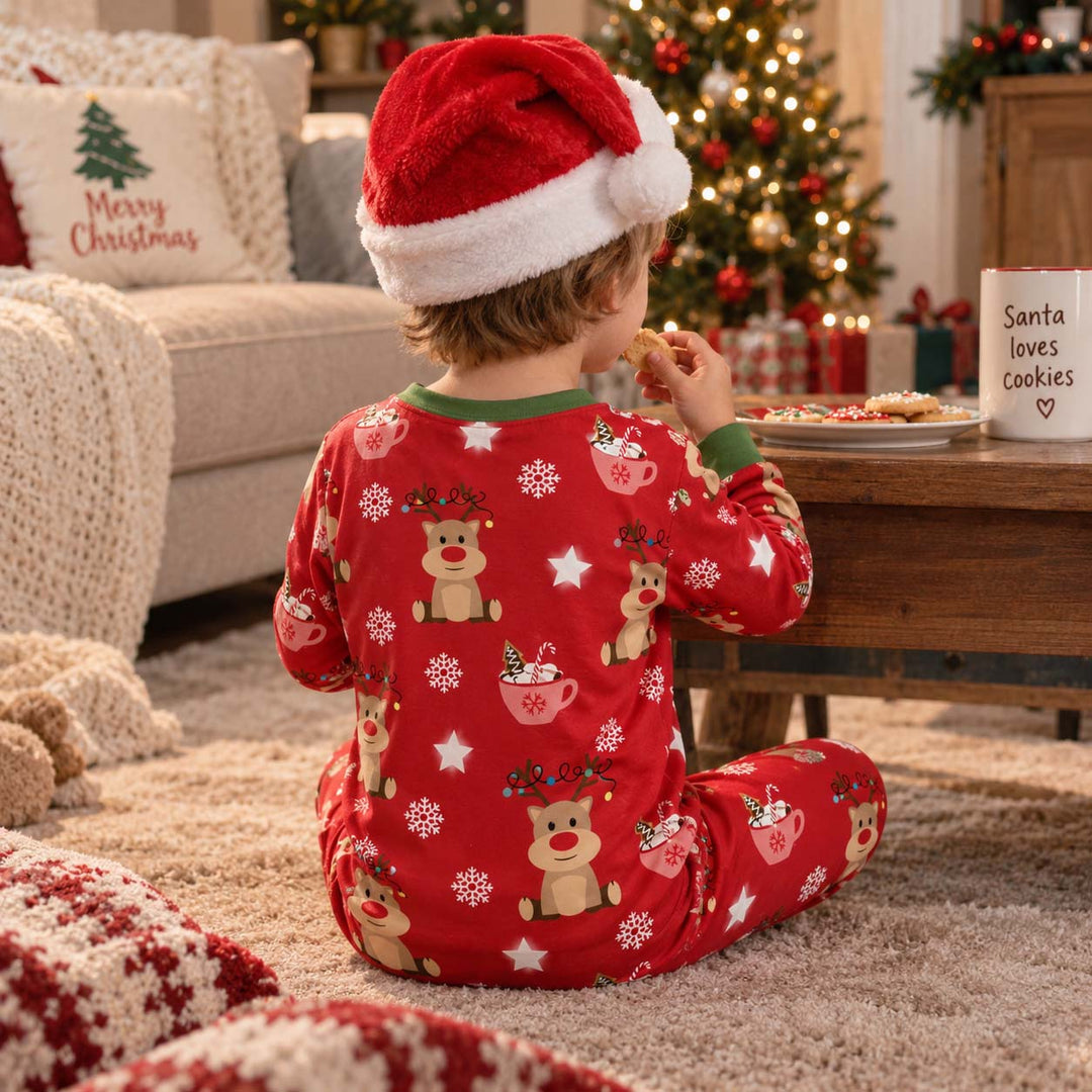 Reindeer Cocoa Christmas Bamboo Two Piece Long Sleeve Pajama Set
