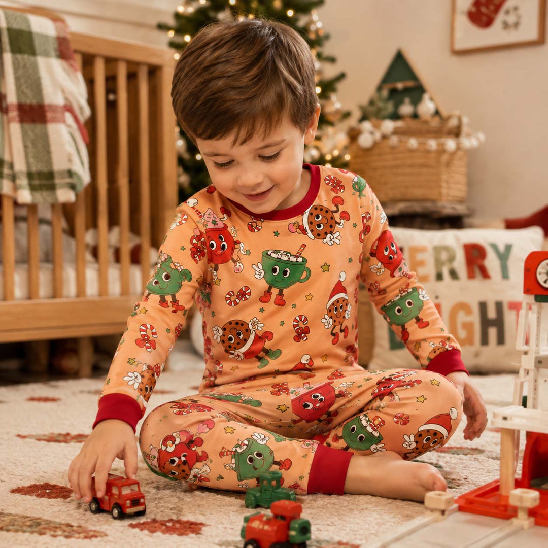 Retro Christmas Treats Bamboo Two Piece Long Sleeve Pajama Set