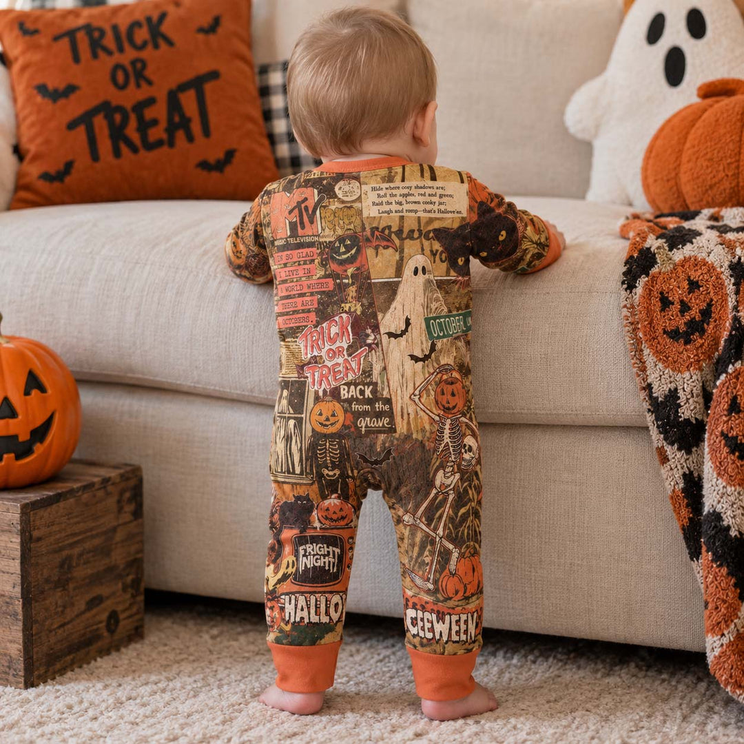 Retro Halloween Newspaper Collage Bamboo Convertible Zippy