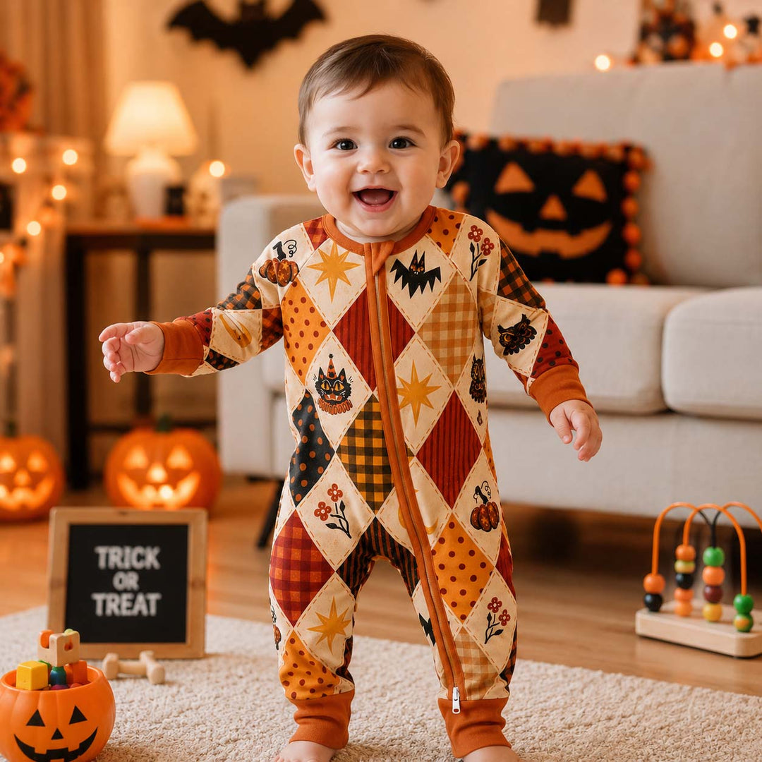 Retro Halloween Patchwork Bamboo Convertible Zippy