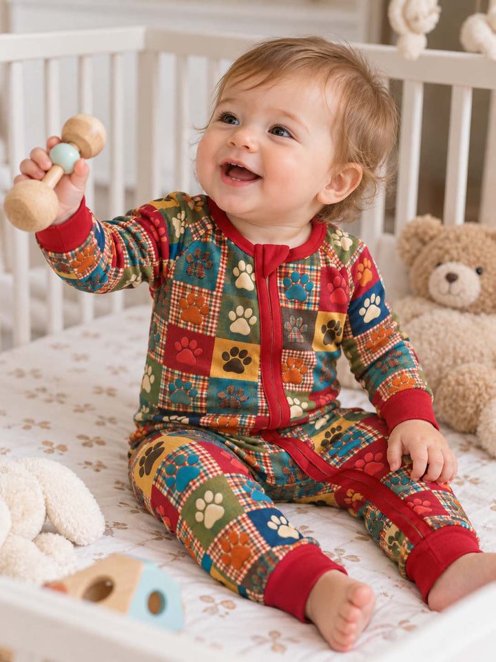 Rustic Patchwork Paw Prints Bamboo Convertible Zippy