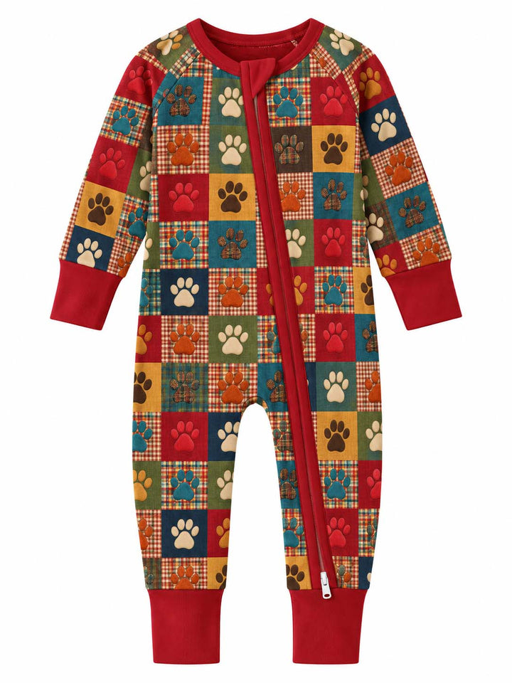 Rustic Patchwork Paw Prints Bamboo Convertible Zippy