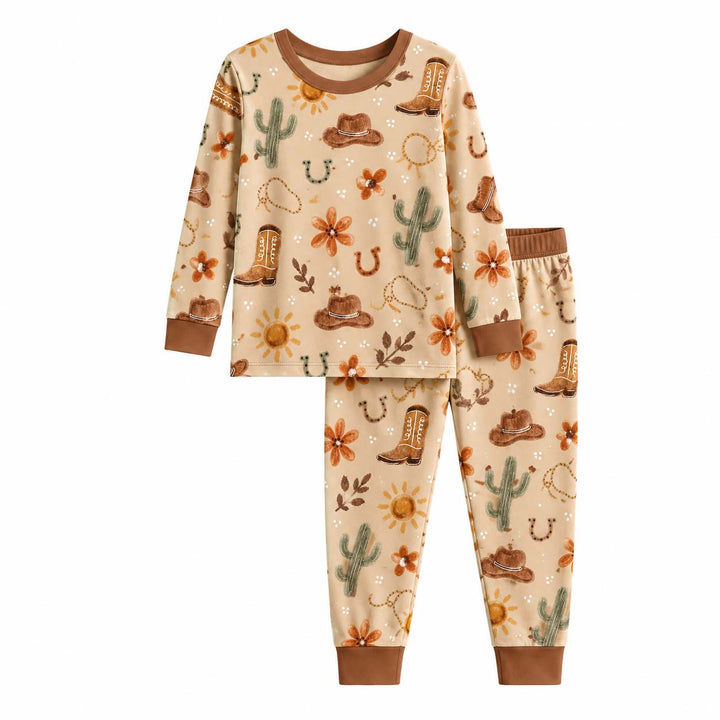 Rustic Western Cowgirl Bamboo Two Piece Long Sleeve Pajama Set
