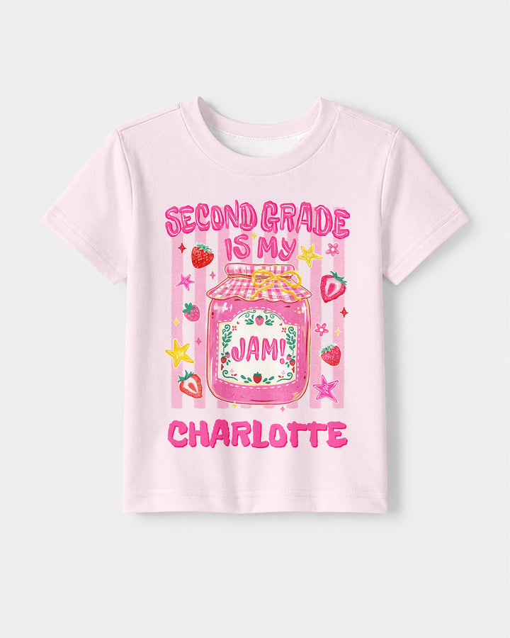 School Coquette Strawberry Custom Name Bamboo Crewneck T-Shirt