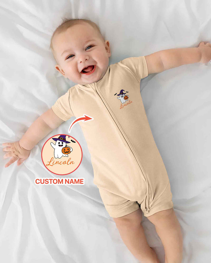 Personalized Spooky One Halloween First Birthday Bamboo Shorty Zippy