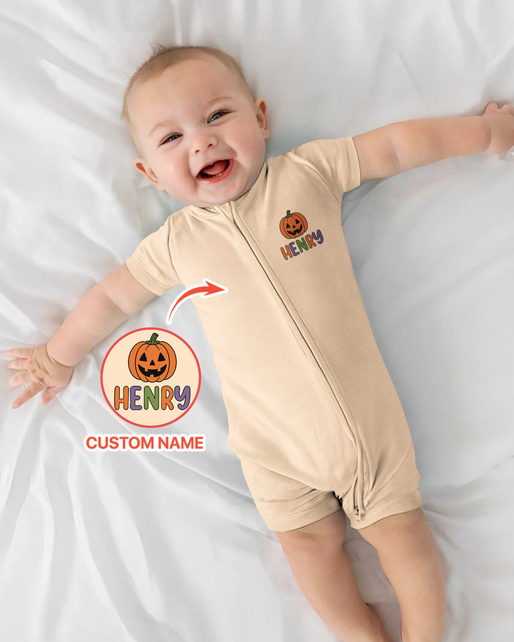 Personalized Halloween First Birthday Baby One Spooky Dude  Bamboo Shorty Zippy