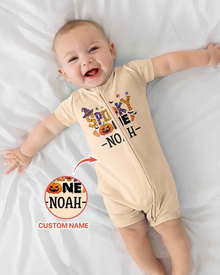 Personalized Spooky One First Birthday Halloween Bamboo Shorty Zippy