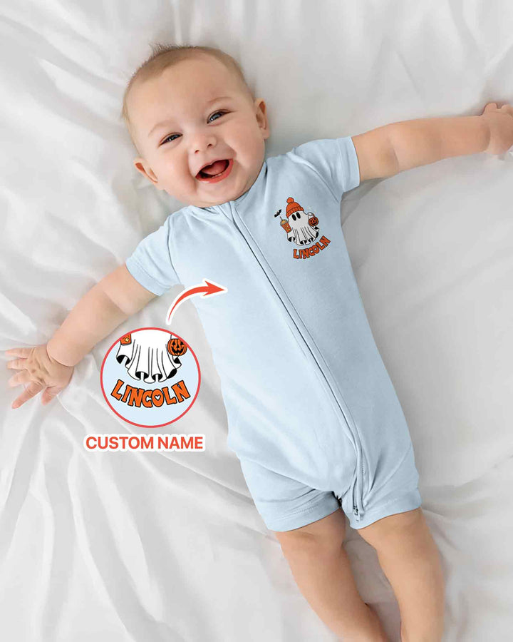Personalized One Spooky Dude Halloween Baby Birthday Halloween Bamboo Shorty Zippy