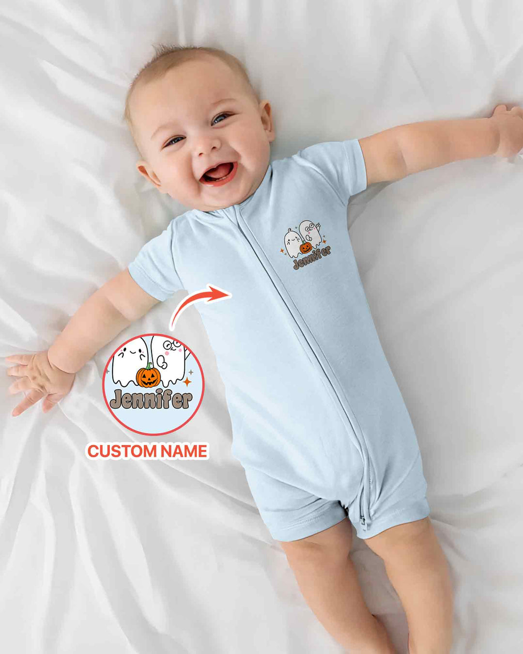 Personalized Spooky One Birthday 1st Birthday Halloween Bamboo Shorty Zippy