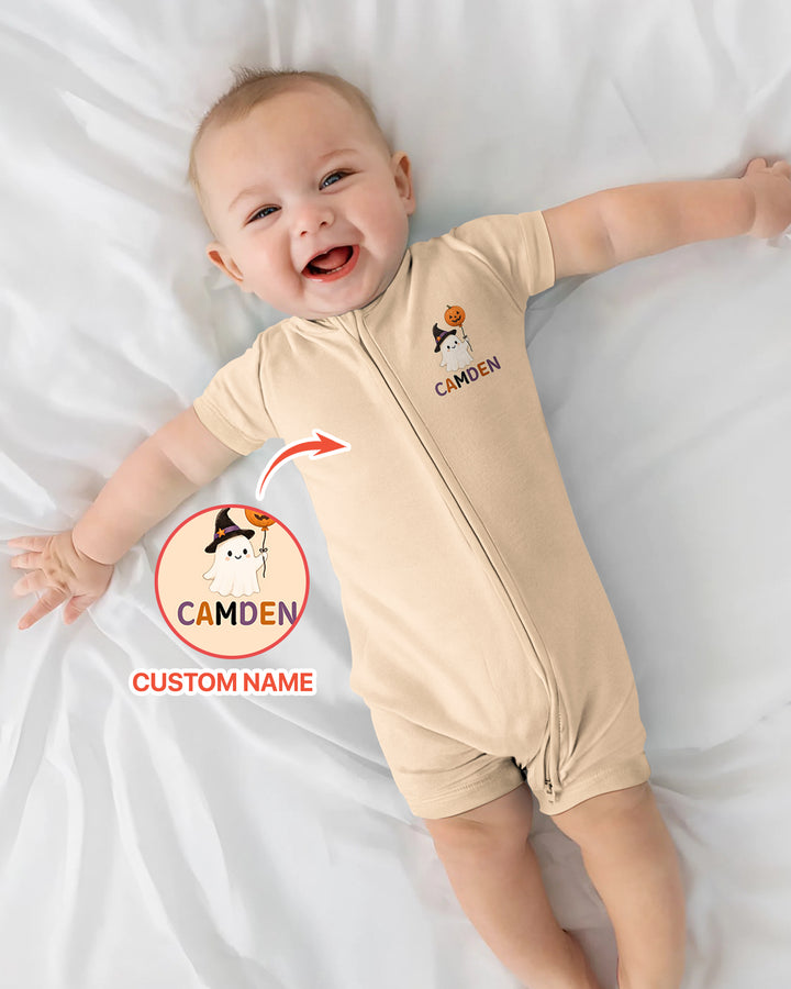 Personalized Name 1st Halloween Ghost Bamboo Shorty Zippy
