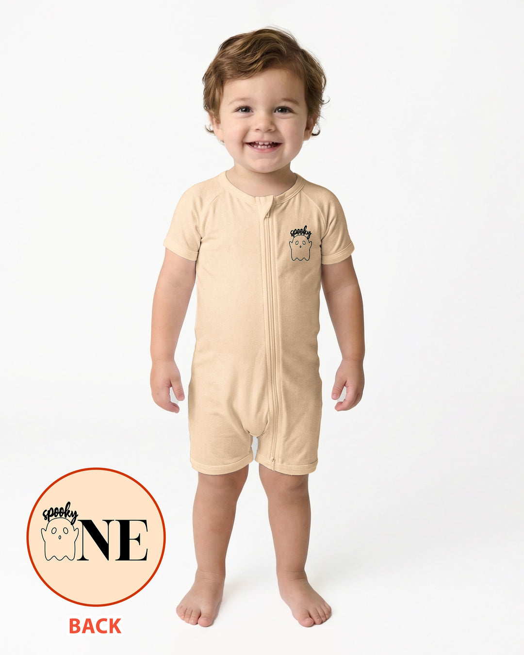 Spooky One Birthday Boo First Birthday Halloween Bamboo Shorty Zippy