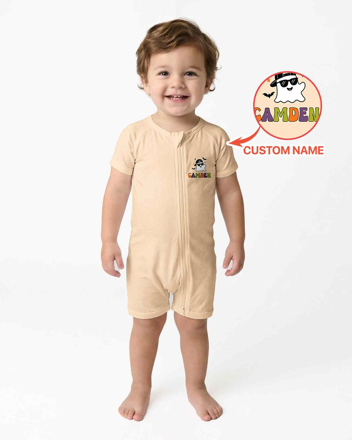 Personalized One Spooky Dude Baby Bamboo Shorty Zippy