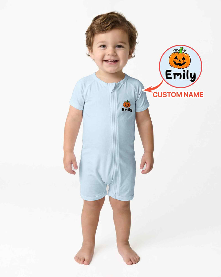 Personalized Spooky Season Pumpkin Ghost Bamboo Shorty Zippy