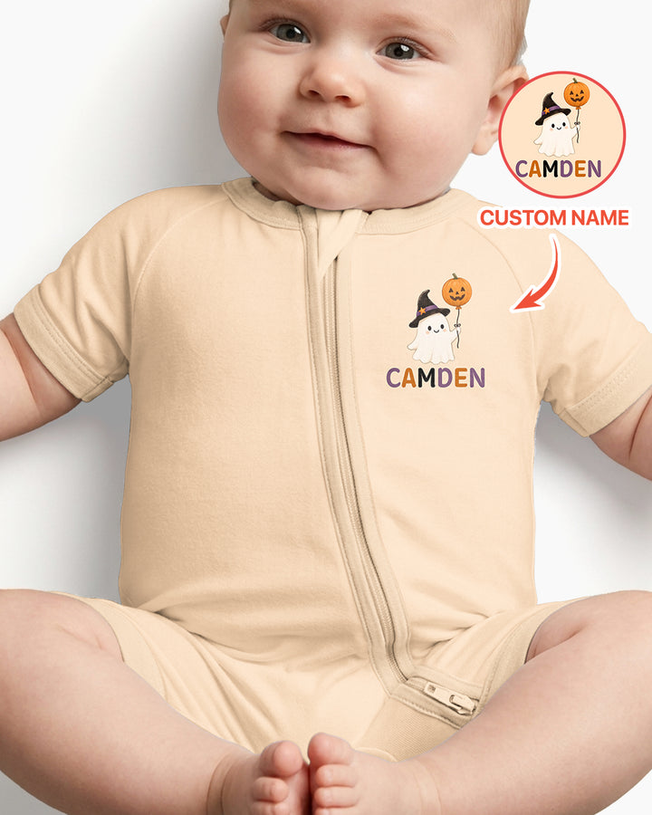 Personalized Name 1st Halloween Ghost Bamboo Shorty Zippy