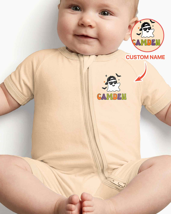 Personalized One Spooky Dude Baby Bamboo Shorty Zippy