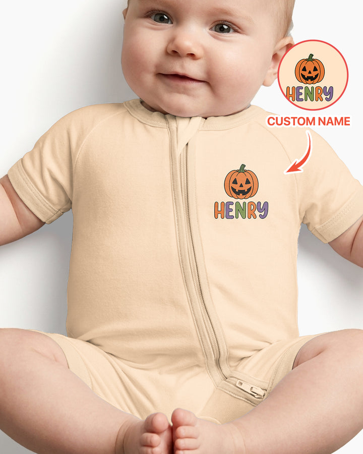 Personalized Halloween First Birthday Baby One Spooky Dude  Bamboo Shorty Zippy